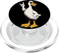 Cool White Duck Rock Señal de Mano Punk Bird Mascota Gráfico PopSockets PopGrip para MagSafe