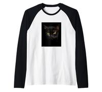 Cool Wild Black Cat Illustration Novelty Graphic Designs Camiseta Manga Raglan