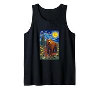 Cool Wild California Bear in The Starry Night Painting Art Camiseta sin Mangas