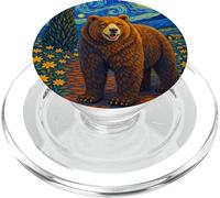 Cool Wild California Bear in The Starry Night Painting Art PopSockets PopGrip para MagSafe
