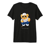Cool Wild Teddy Bear Playing Golf Style Illustration Graphic Camiseta Premium