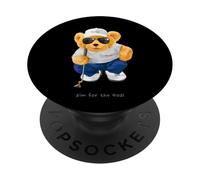 Cool Wild Teddy Bear Playing Golf Style Illustration Graphic PopSockets PopGrip Adhesivo