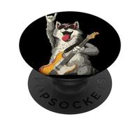 Cool Wolf Rocker Funny Dog Music Lover Gráfico Juguetón Sharp PopSockets PopGrip Adhesivo