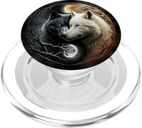 Cool Yin y Yang White and Black Wolf Wolves Lover PopSockets PopGrip para MagSafe