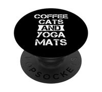Cool Yoga Coffee Cats tee Shirts, Coffee Cats and Yoga Mats PopSockets PopGrip Adhesivo