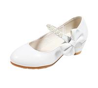 Cool Zapatos Deportivos Para Niñas Blanco Lazo Nudo Primavera Gir Zapatos De Princesa De Tacón Alto Zapatos De Perla Única Zapatos Deportivos 30, Blanco, 36.5 EU