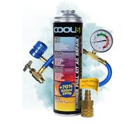 COOL5 5en1 - Kit de reparación de A/C, recambio de refrigerante R1234yf para llenado de A/C en coches posteriores a 2016 + Manguera de presión con manómetro + Adaptador + APC 500ml