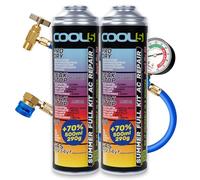 COOL5 - gas r1234yf para coche, r1234yf gas, gas refrigerante r1234yf para vehículos fabricados después de 2017, 2 latas 5 en 1 + conducto de presión con manómetro para gas R1234yf + APC