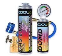 Cool5 Kit de reparación para Aire Acondicionado - Recambio de Gas refrigerante con Aceite (Recambio de Gas R1234yf) con Manguera de medición, 290g + Adaptador YF + Bomba refrescante