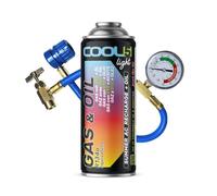 COOL5 LIGHT Refrigerante de repuesto r134a para sistemas de aire acondicionado de automóviles: 1 lata 2 en 1, 235 g + tubo de presión con manómetro