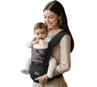 Coolable Portabebés desde el nacimiento hasta la primera infancia, ergonómico, 2 en 1 portaje delantero y trasero, asiento de cadera, babero extraíble, tamaño ajustable, malla aireada, gris lunar