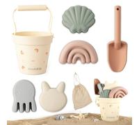 coolable Set de 6 Piezas de Juguetes de Playa para Niños, Set de Juguetes de Playa de Silicona, Incluye Cubo, Pala y 4 Moldes de Arena para Niños y Niñas (Arcoíris)