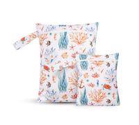 CoolaPeach 2 bolsas húmedas impermeables, reutilizables, con cremallera, para viajes, playa, piscina, natación, pañales de bebé, gimnasio, yoga, ropa húmeda, traje de baño, toallitas de agua