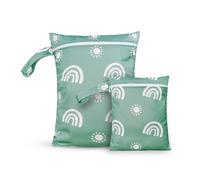 CoolaPeach 2 bolsas húmedas impermeables, reutilizables, con cremallera, para viajes, playa, piscina, natación, pañales de bebé, gimnasio, yoga, ropa húmeda, traje de baño, toallitas húmedas (verde