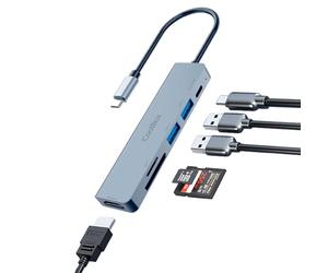 CoolBox C61 Hub USB C HDMI 4K 5 en 1 con Carga PD hasta 100W, Compatible con Apple MacBook, iPad, iPhone, Steam Deck, Switch 6.2,. USB C Dock de Aluminio