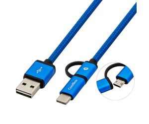 CoolBox Cable Multi USB 2.0 MicroUSB/USB-C 1m Azul