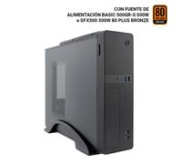 CoolBox T310 - Caja PC Micro ATX Slim con Fuente 300SBZ. USB-C, USB 3.0 y Lector de Tarjetas SD Frontal, Admite Tarjeta Gráfica Low Profile, Convertible: colocación Vertical u Horizontal. Color Negro