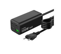 CoolBox Cargador 100W USB C GAN, Carga Rápida 4 Puertos (3 USB-C + USB-A), Power Delivery PPS, Compatible con MacBook, iPad, iPhone 17/16/15, Samsung Galaxy, Pixel y Steam Deck