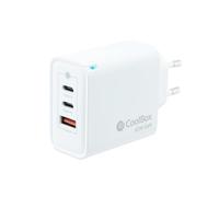 Coolbox cargador pared/viaje 3.0 gan 2xusb-c/pd + usb-a 65w blanco mÁximo 65w/ 2xusb-c, 1xusb-a/ quickcharge 3.0