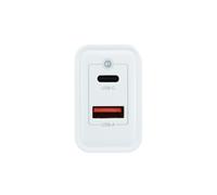 CoolBox Cargador USB C + USB A 45W con Tecnología GAN, QuickCharge 3.0 + PowerDelivery, Compatible con iPhone/iPad/Galaxy/Xiaomi. Formato Ultra Compacto, Color Blanco