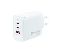 Coolbox cargador pared/viaje 3.0 gan 2xusb-c/pd + usb-a 65w blanco mÁximo 65w/ 2xusb-c, 1xusb-a/ quickcharge 3.0