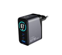 CoolBox Cargador USB C Carga Rápida 67W GAN, Cargador Inteligente Tipo C con 3 Puertos, 2 USB-C + USB-A, PD/PPS, Compatible con MacBook Pro/Air, iPad Pro, iPhone 17/16/15, Samsung, Pixel y Steam Deck