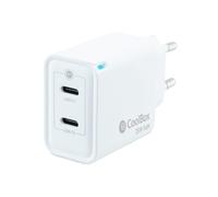 Coolbox cargador usb c de 2 puertos 35w con tecnología gan, quickchar