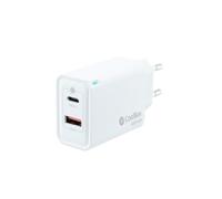 CoolBox Cargador USB C + USB A 45W con Tecnología GAN, QuickCharge 3.0 + PowerDelivery, Compatible con iPhone/iPad/Galaxy/Xiaomi. Formato Ultra Compacto, Color Blanco
