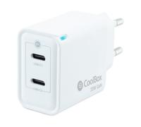 CARGADOR USB PARED COOLBOX GAN 35W USB-C/USB-C QC3.0 BLANCO