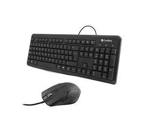 CoolBox COO-KTR-01U - Pack de Teclado y Ratón con Cable, Distribución ISO Española, Cable de 1.5m, Teclado Silencioso y Resistente a Salpicaduras, Ratón con DPI1600 Ajustable. Negro