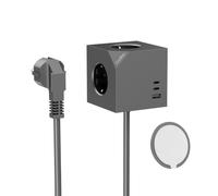 CoolBox CUBIK Regleta Enchufes USB-C 20W, 3 Tomas, Cable y Base Magnética | Regleta enchufes con usb de pared con 3 tomas Schuko, carga rápida para casa, oficina y escritorio
