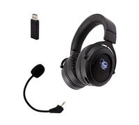 CoolBox DeepGaming Cascos Gaming Inalámbricos G01 Pro Auriculares para PS4, PS5, PC, MacOS, Nintendo Switch. Micrófono Extraíble, Autonomía hasta 12 Horas. Negro