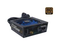 CoolBox CoolPower 750W - Fuente de Alimentación PC 750W 80 Plus Bronze, 88% de TX, Tecnología DC-DC, Filtro emi, PFC Activo, Ventilador Silencioso de 12cm. Color Negro