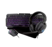DeepGaming X-Wing 2 Pack Gaming 4 en 1 - Teclado Membrana QWERTY con Ñ Retroiluminado, Ratón Óptico RGB 7200DPI, Auriculares con Micrófono, Alfombrilla Antideslizante. Set Up Gaming Multiplataforma