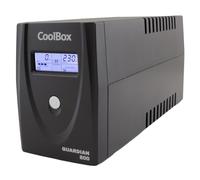 CoolBox GUARDIAN 3 SAI 800VA Sistema de Alimentación Ininterrumpida UPS 800A/480W con Pantalla LCD, 8 Minutos de Autonomía, 2 Tomas Schuko 1 Puerto USB, 2 Puertos RJ-45 (In & out), Software de Control