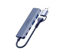 CoolBox Hub USB con Cabezal Dual USB C + USB3.0, 4 Puertos (2 x USB-A 3.2 Gen1 + 2 x USB-C 3.2 Gen1), Transferencia hasta 5Gbps, Compatible con Windows/Mac OS. Hub USB C de Aluminio