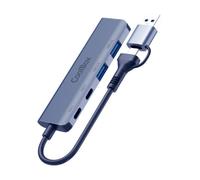 CoolBox Hub USB con Cabezal Dual USB C + USB3.0, 4 Puertos (2 x USB-A 3.2 Gen1 + 2 x USB-C 3.2 Gen1), Transferencia hasta 5Gbps, Compatible con Windows/Mac OS. Hub USB C de Aluminio