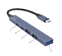 CoolBox Hub USB con Cabezal Dual USB C + USB3.0, 4 Puertos (2 x USB-A 3.2 Gen1 + 2 x USB-C 3.2 Gen1), Transferencia hasta 5Gbps, Compatible con Windows/Mac OS. Hub USB C de Aluminio