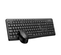CoolBox COO-KTR-03W - Pack Teclado y Ratón Inalámbrico 2.4GHz con Diseño Ergonómico y Silencioso. Teclado Español con 105 Teclas y Bloque Numérico, Ratón 1600DPI Ajustable. Negro