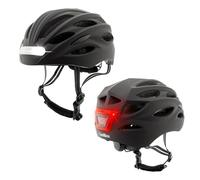 CoolBox M02 Casco para Patinete Eléctrico o Bicicleta Negro con Luz LED Frontal y Trasera. Ligero y Resistente con Espuma EPS y Cubierta de Policarbonato, Diseño Transpirable. Talla L