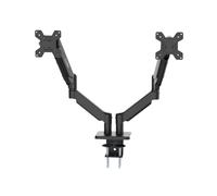 CoolBox M02D - Brazo Monitor Doble para Pantallas hasta 32", hasta 8Kg en Cada Brazo, Altura, Inclinación y Giro Ajustables, Rotación Monitor Vertical, VESA 75x75/100x100, Negro