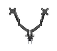 CoolBox M02D - Brazo Monitor Doble para Pantallas hasta 32", hasta 8Kg en Cada Brazo, Altura, Inclinación y Giro Ajustables, Rotación Vertical del Monitor, VESA 75x75/100x100, Negro