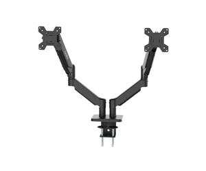 CoolBox M02D - Brazo Monitor Doble para Pantallas hasta 32", hasta 8Kg en Cada Brazo, Altura, Inclinación y Giro Ajustables, Rotación Monitor Vertical, VESA 75x75/100x100, Negro