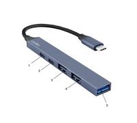 CoolBox miniDOCK5 - HUB USB C 5 en 1: 1 x USB-C Power Delivery 100W, 1 x USB-C de Datos, 2 X USB-A 2.0 y 1 x USB-A 3.2 Gen1. Compatible con Windows, Mac, Android, Chrome, iOS, iPad. Aluminio, Gris