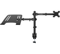 CoolBox MP01 - Soporte Monitor y Portátil, Pantalla hasta 8 kg y 32", Portátiles hasta 17", VESA 75x75 y 100x100, Altura, Inclinación y Giro Ajustables, Bandeja Inclinable. Negro