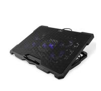 CoolBox Base Refrigeradora Portátil hasta 17.3", con 5 Ventiladores Silenciosos LED con Regulador de Velocidad, Atril Ajustable de 4 Posiciones, Cable USB 60cm. Color Negro