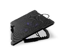 CoolBox Base Refrigeradora Portátil hasta 17.3", con 5 Ventiladores Silenciosos LED con Regulador de Velocidad, Atril Ajustable de 4 Posiciones, Cable USB 60cm. Color Negro
