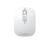 CoolBox W02 Ratón Inalámbrico Silencioso con Botón IA, Recargable, Ambidiestro, Triple Conexión Inalámbrica BT3.0, BT5.0 y 2.4Ghz, dpi Ajustable. Mouse Inalámbrico para Portátil,PC,Mac,Apple. Blanco