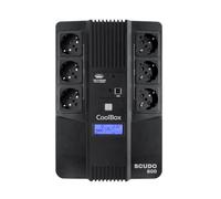 CoolBox SCUDO3 SAI 800VA Sistema de Alimentación Ininterrumpida UPS 800A/480W con Pantalla LCD, 8 Minutos de Autonomía, 6 Tomas Schuko 1 Puerto USB, 2 Puertos RJ-45 (In & out), Software de Control