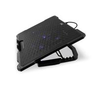 CoolBox Base Refrigeradora Portátil hasta 17.3", con 5 Ventiladores Silenciosos LED con Regulador de Velocidad, Atril Ajustable de 4 Posiciones, Cable USB 60cm. Color Negro